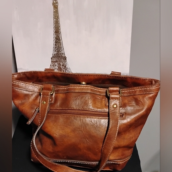 Elegant BøC Brown Leather Bag With Built-in Wallet No Callouts Great Size - Picture 2 of 7